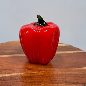 Vintage Handblown Red Glass Bell Pepper